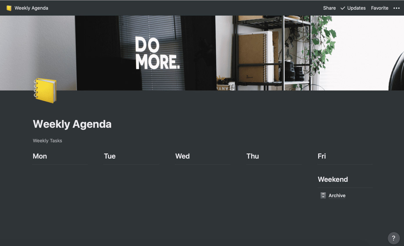 Weekly agenda template