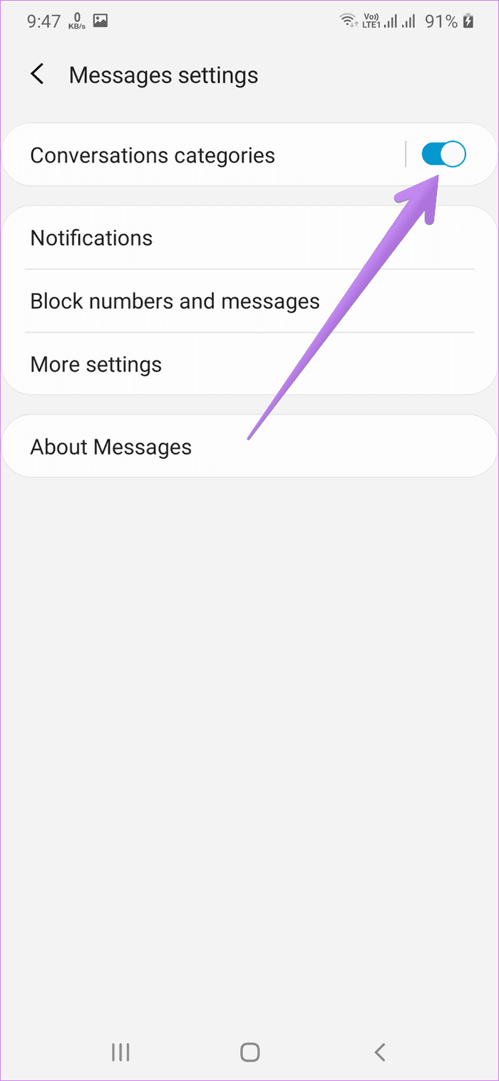 What are conversation categories samsung messages and how to edit delete them 3