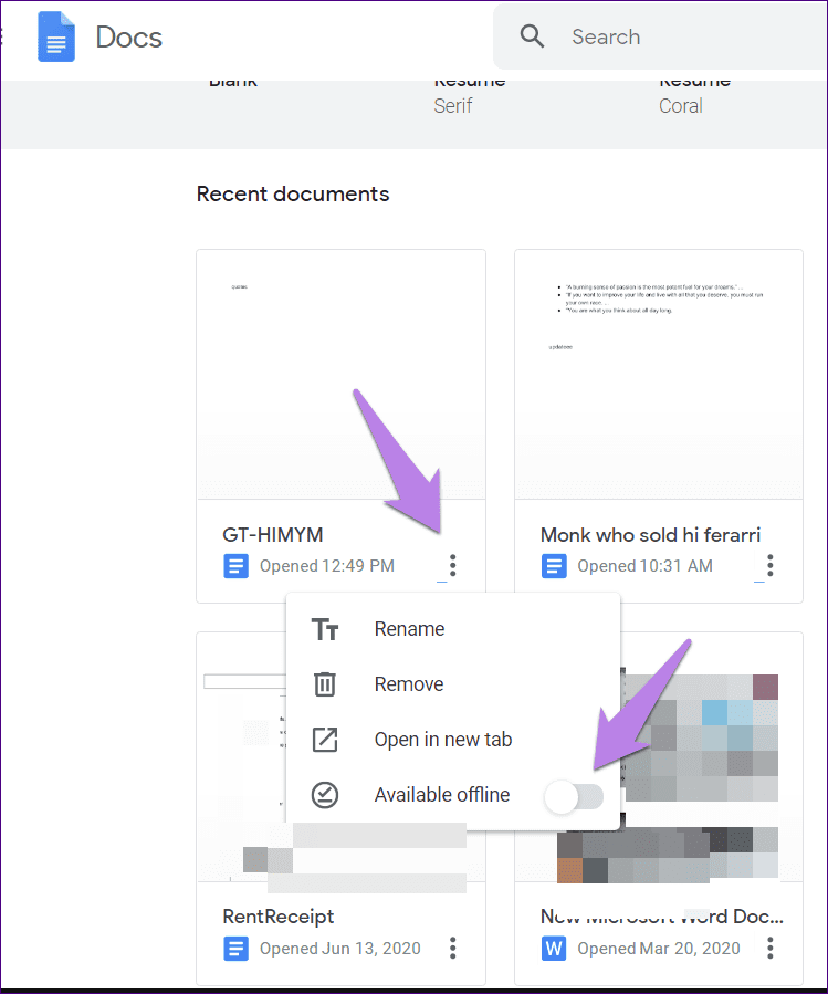 What does make available offline mean in google drive docs sheets slide 11