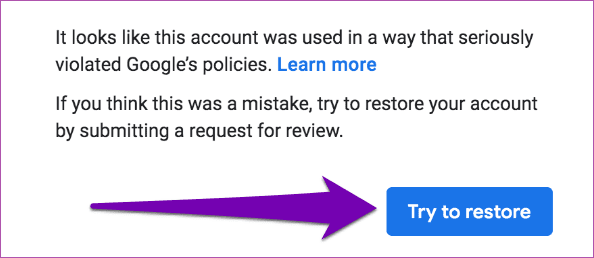 What happens when google disables account 01