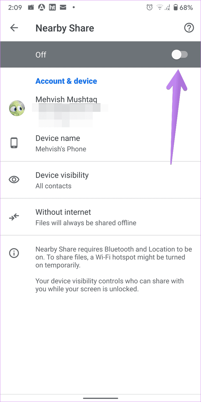 What is nearby sharing on android 17