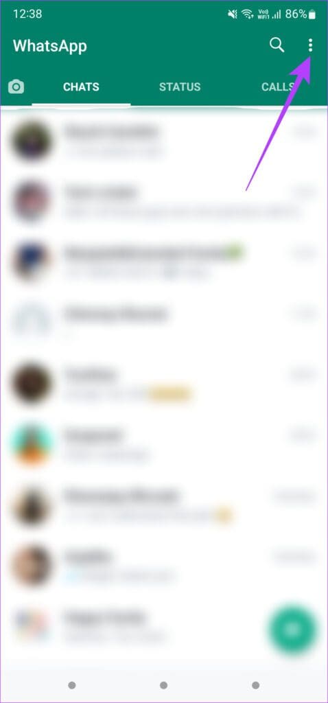 Wahtsapp three dot menu