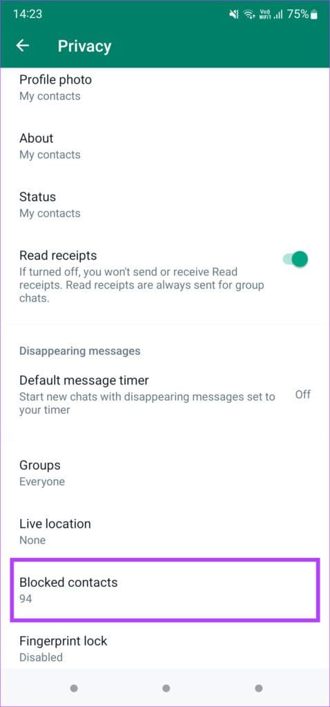 Blocked contacts