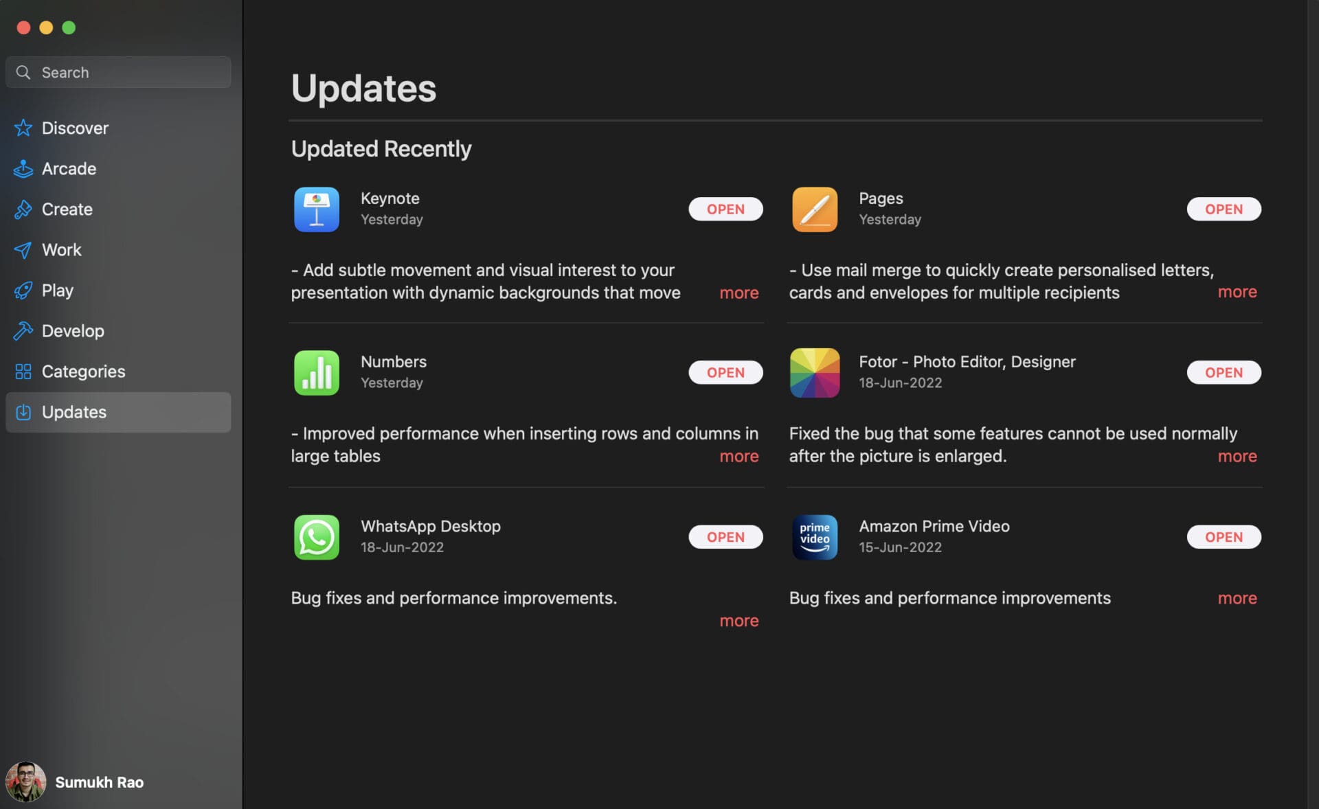 available updates