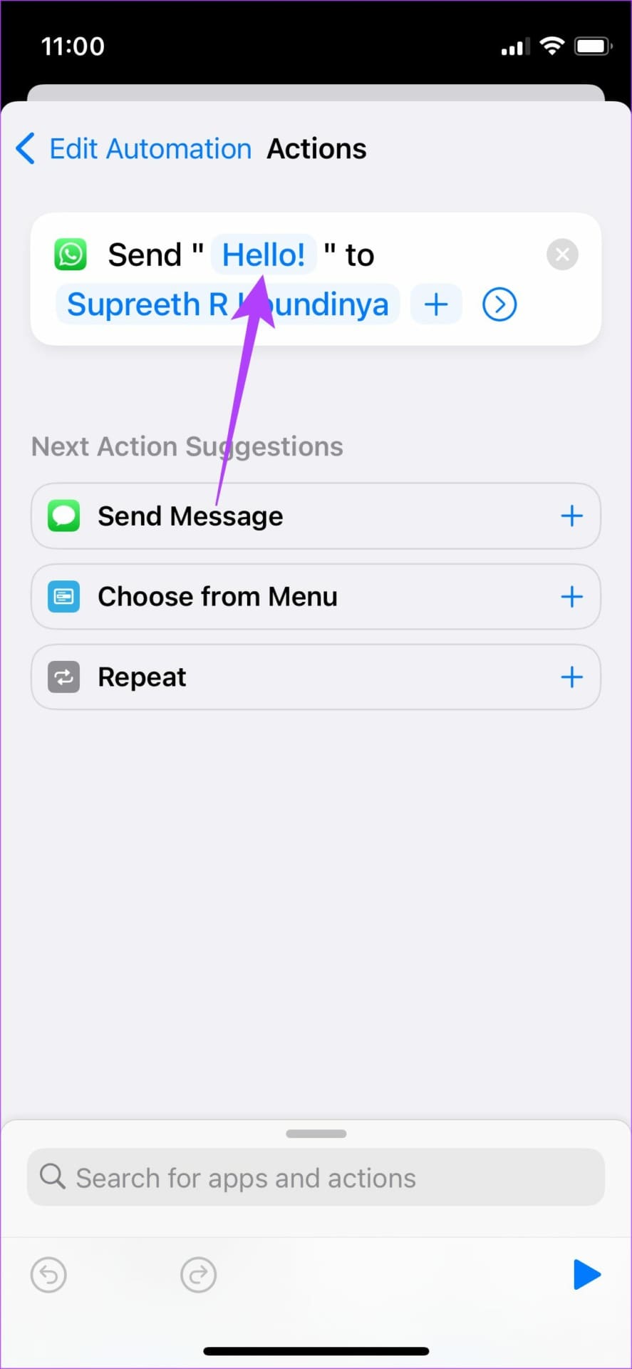 Enter message