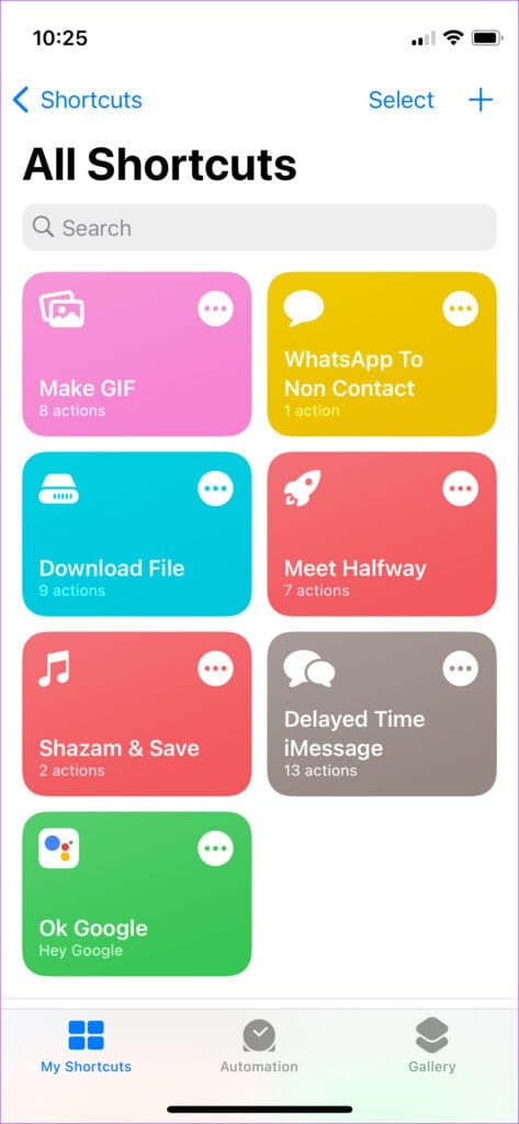 Shortcuts app on iPhone