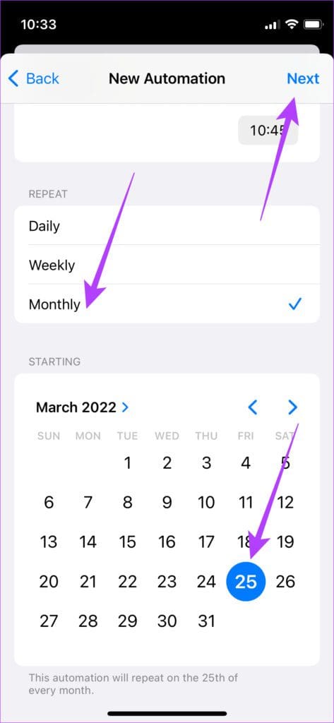monthly repeat schedule messages
