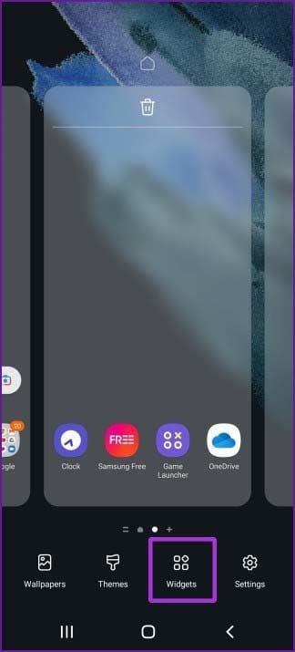 Widgets menu in one ui 4