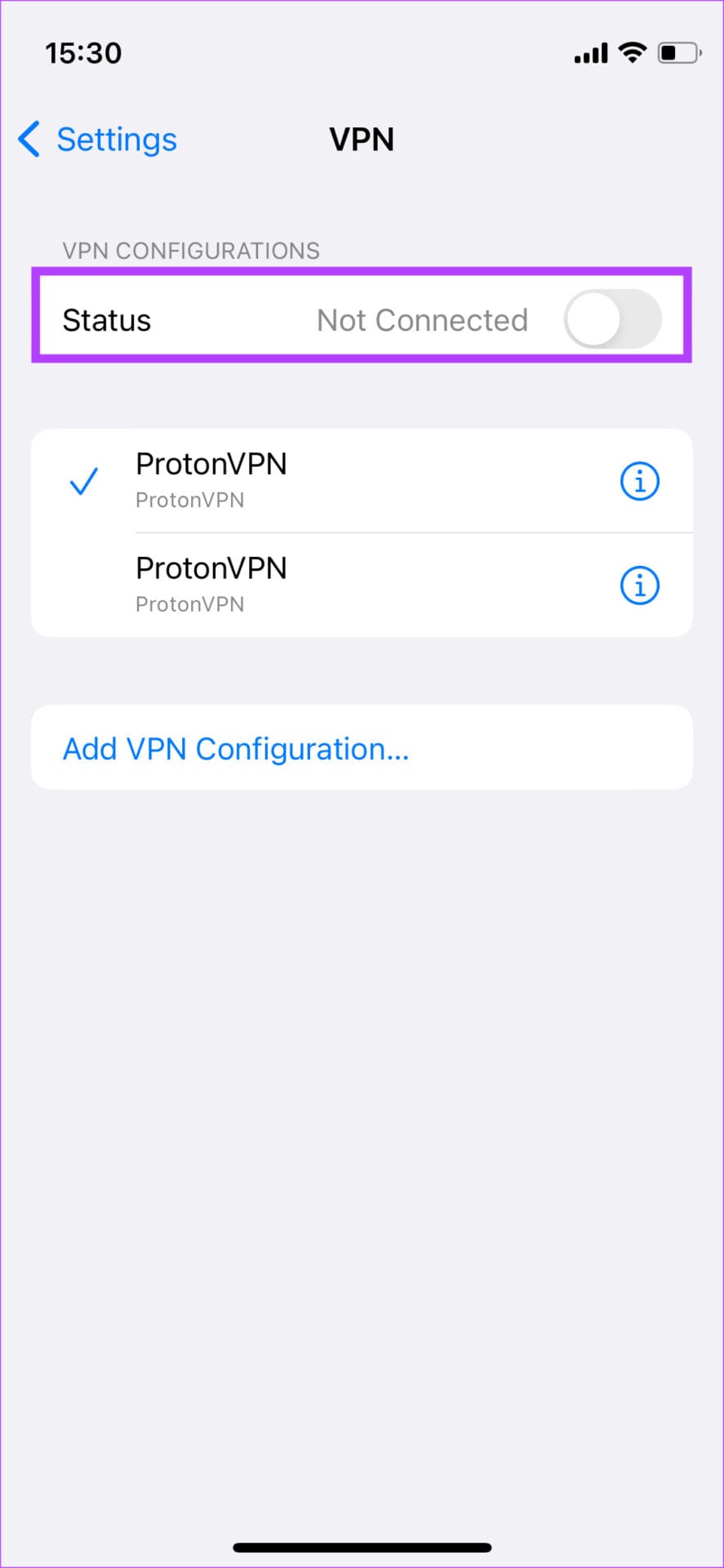 Disable VPN