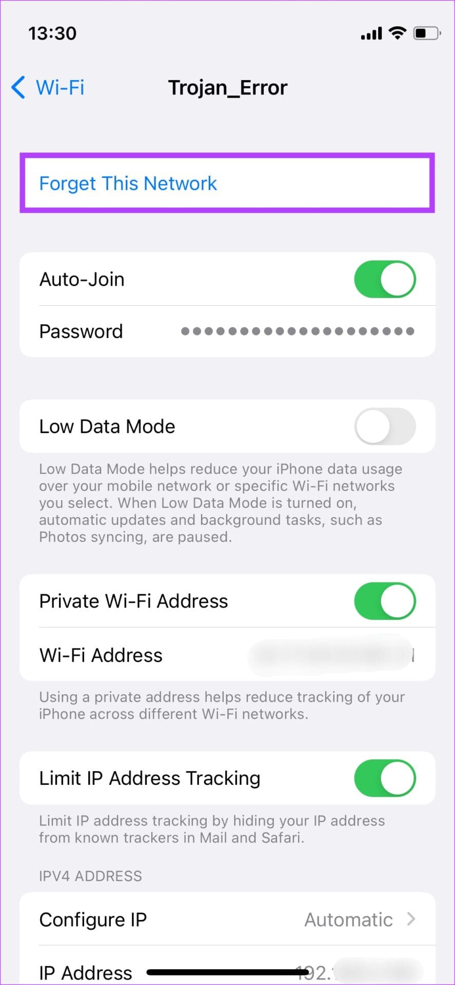 forget this Wi-Fi network
