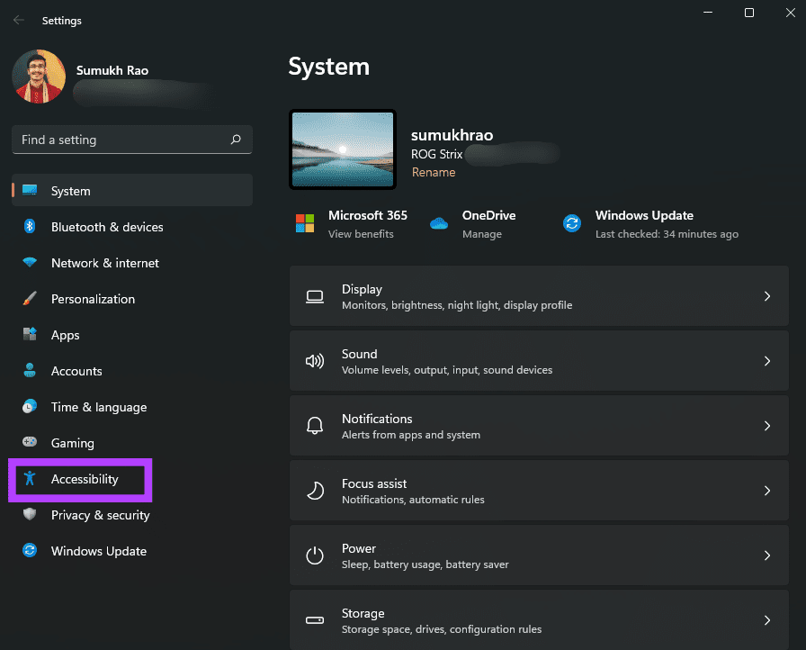 Accessibility option