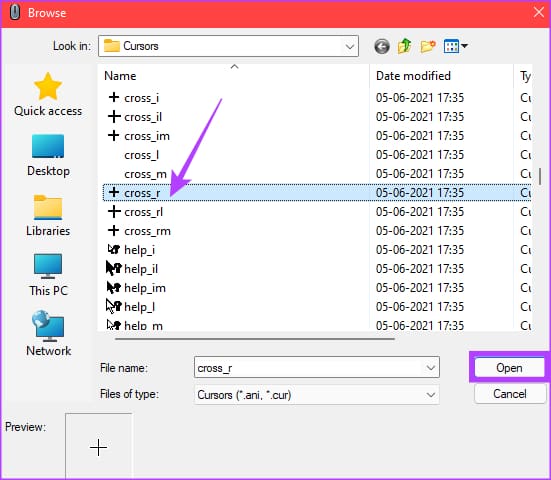 select mouse pointer