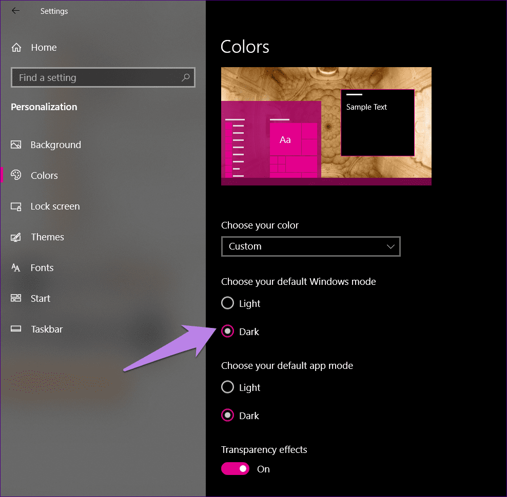 Windows 10 taskbar color not changing 4