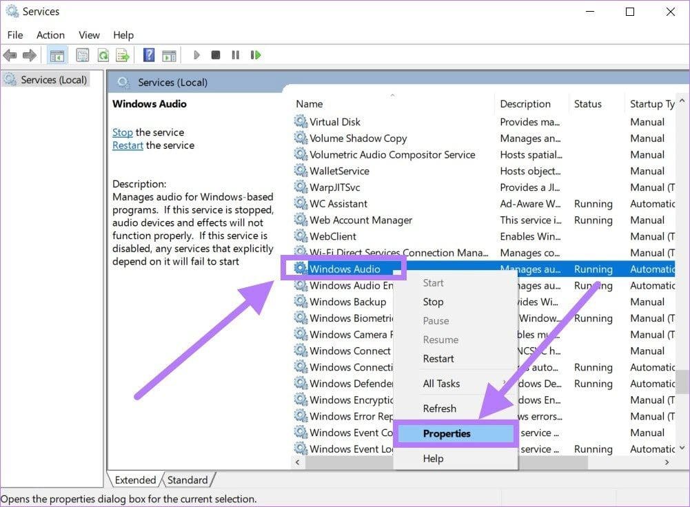 Windows audio services