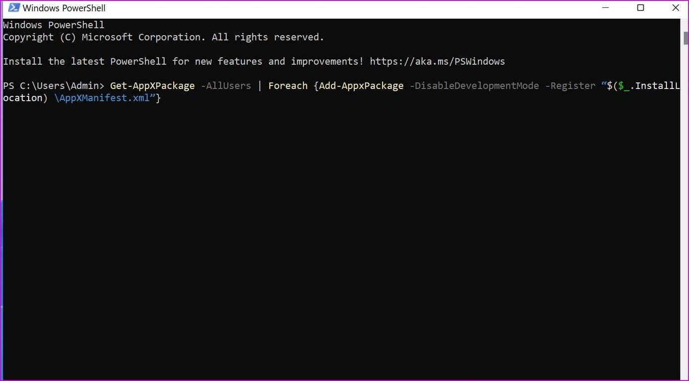 Windows powershell menu