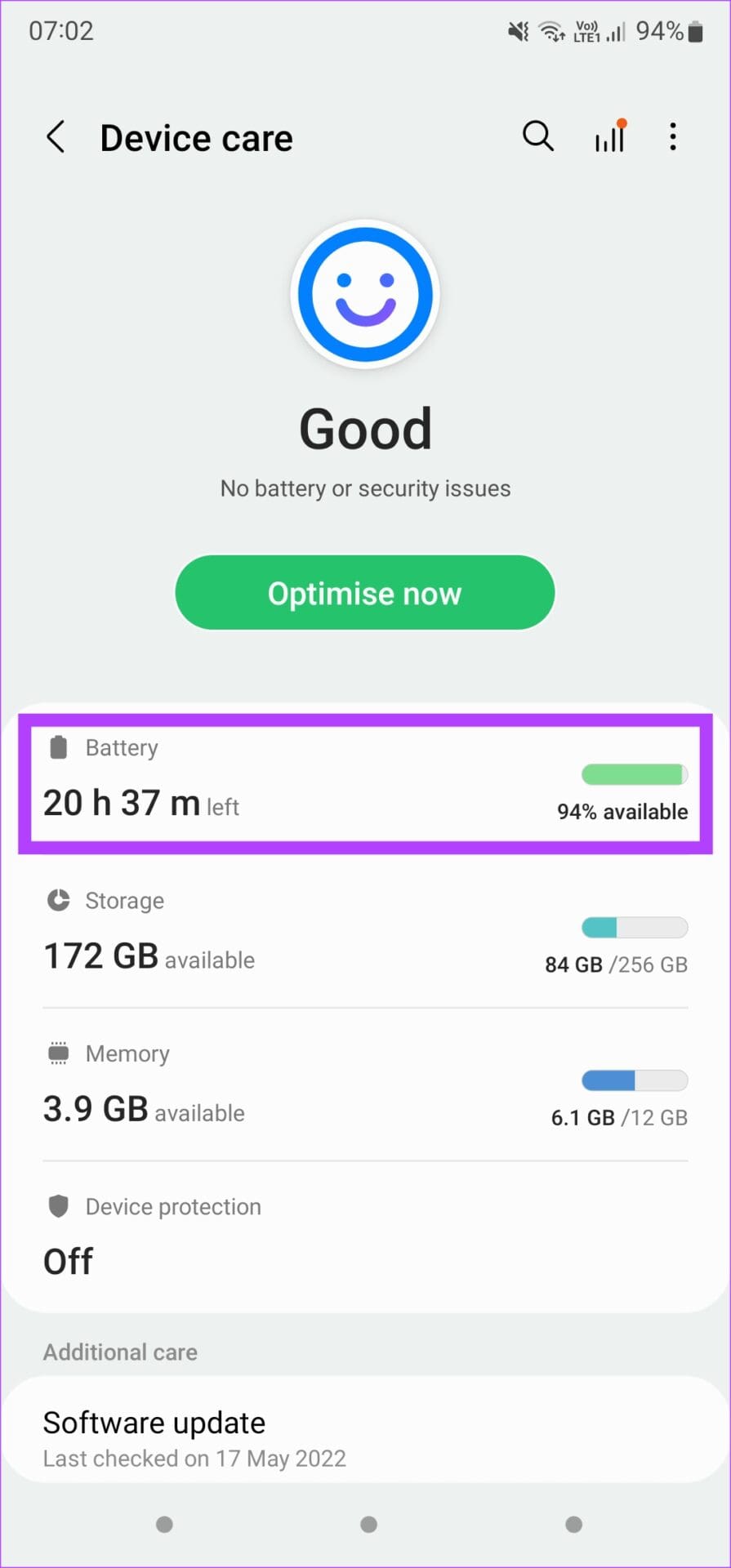 Battery settings