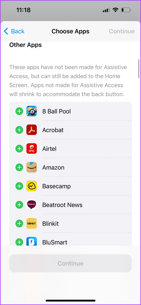 choose other apps for assistive access iPhone