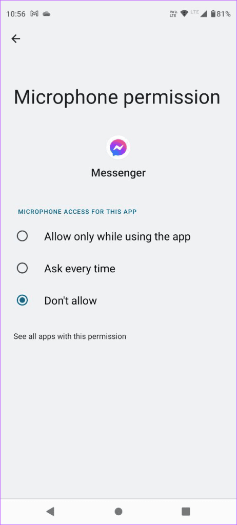 Mic permission for Messenger on Android 
