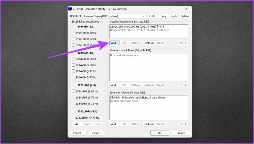withborder_Click on the Add button under the Detailed Resolutions section