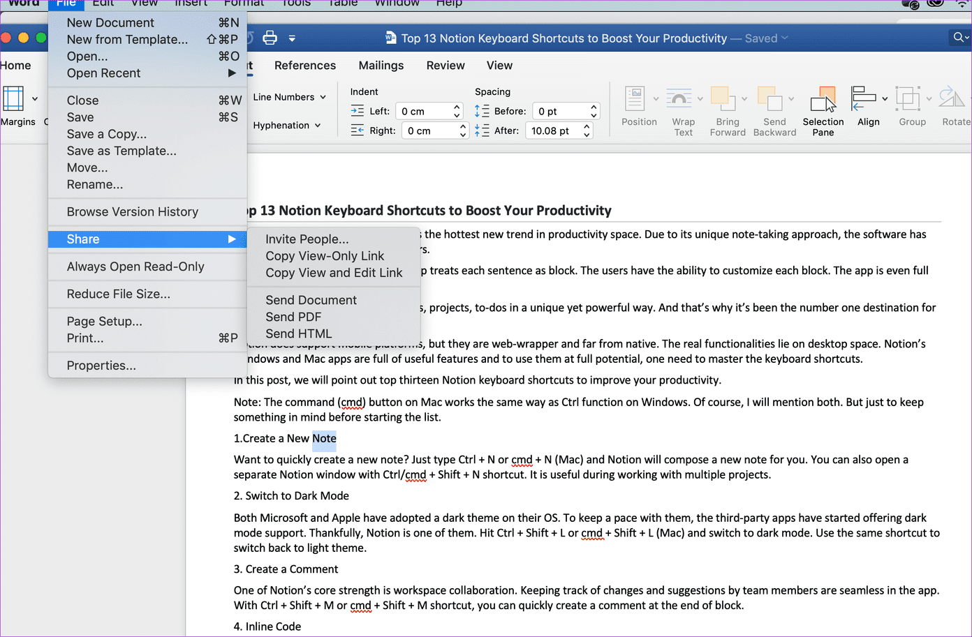 Word Export