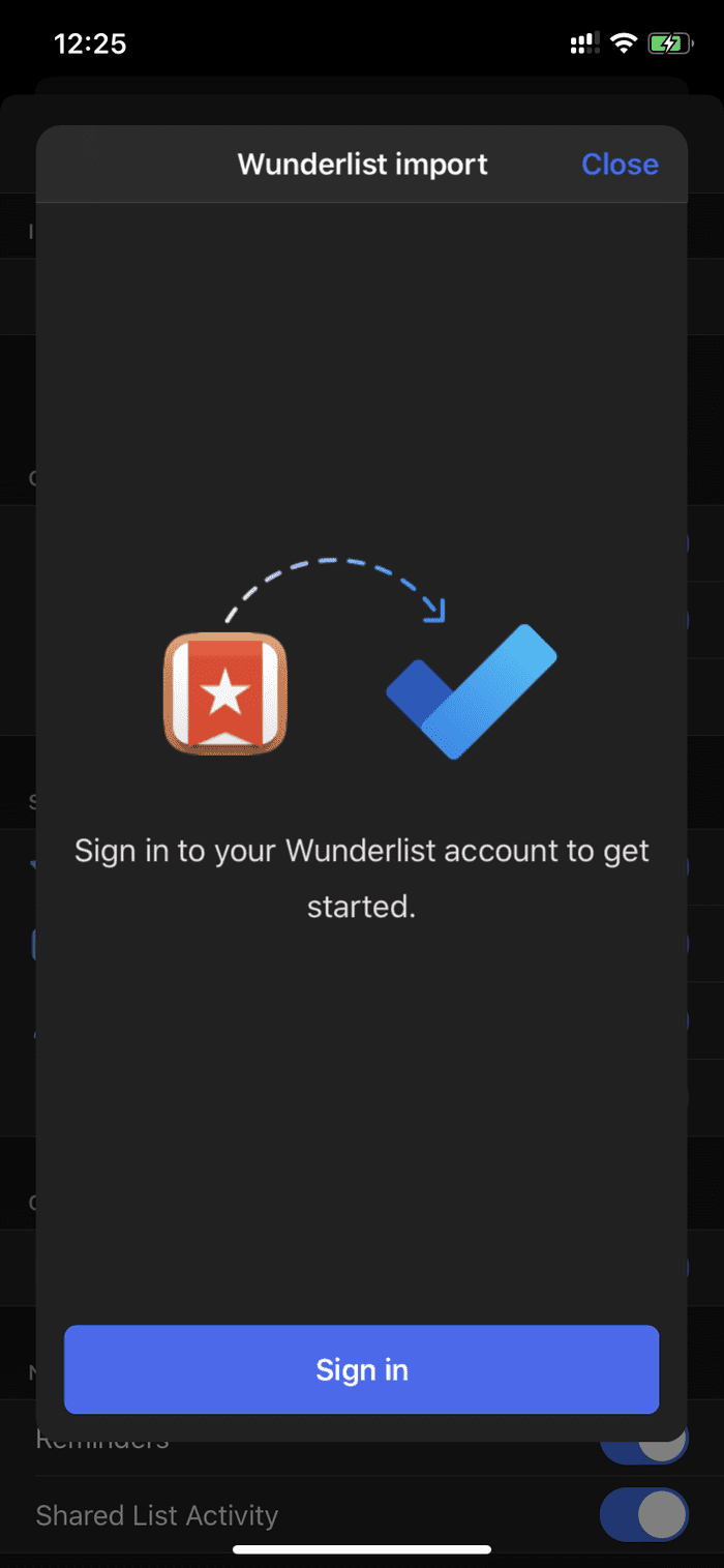 Wunderlist import