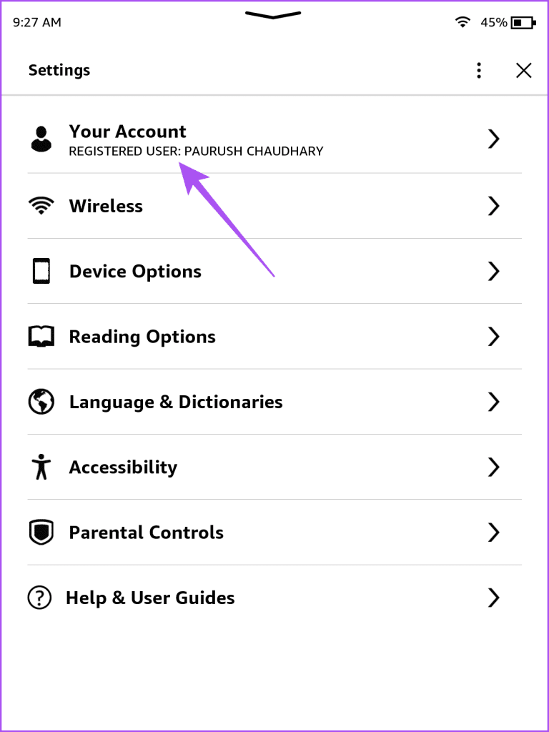 your account settings kindle