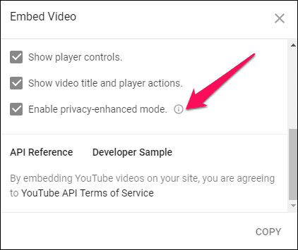 Youtube Enable Privacy Enhanced Mode Option
