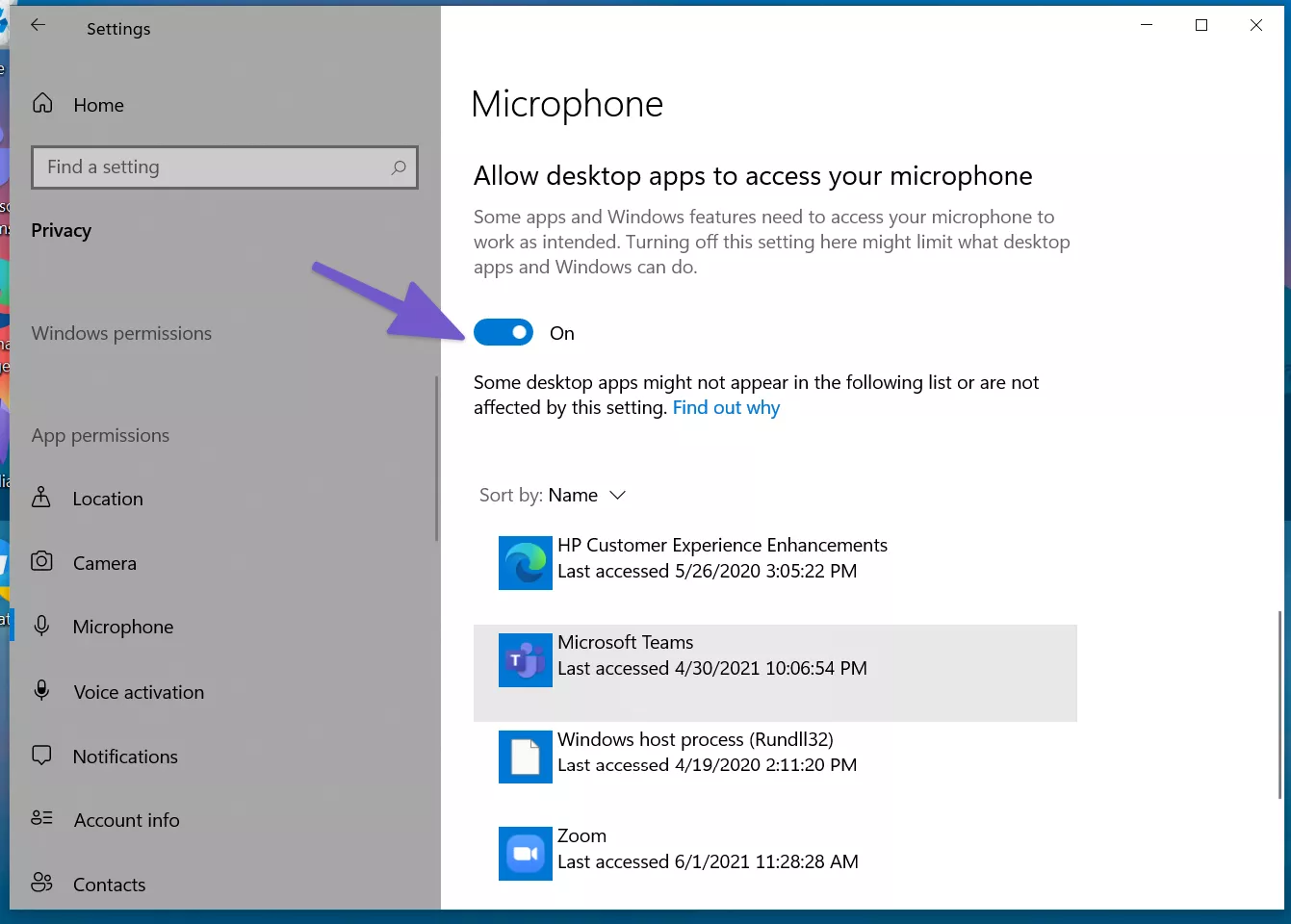 Zoom microphone permission